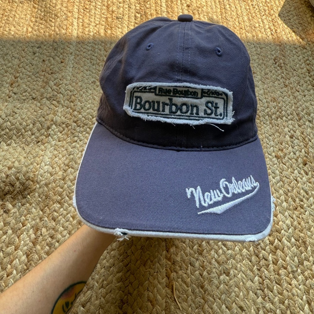 Sun Products New Orleans Bourbon St Souvenir Hat Navy Blue Distressed Strapback